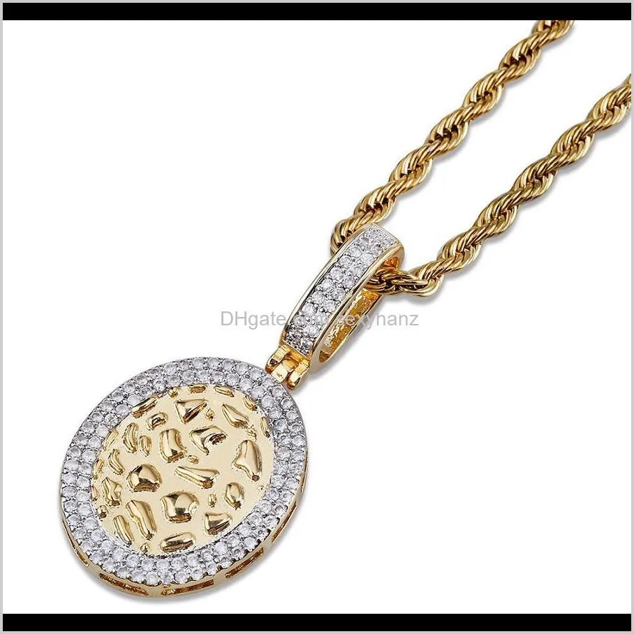 mens necklace hip hop jewelry iced out oval pendants zircon designer necklaces 18k gold silver plated chain punk rock fashion women