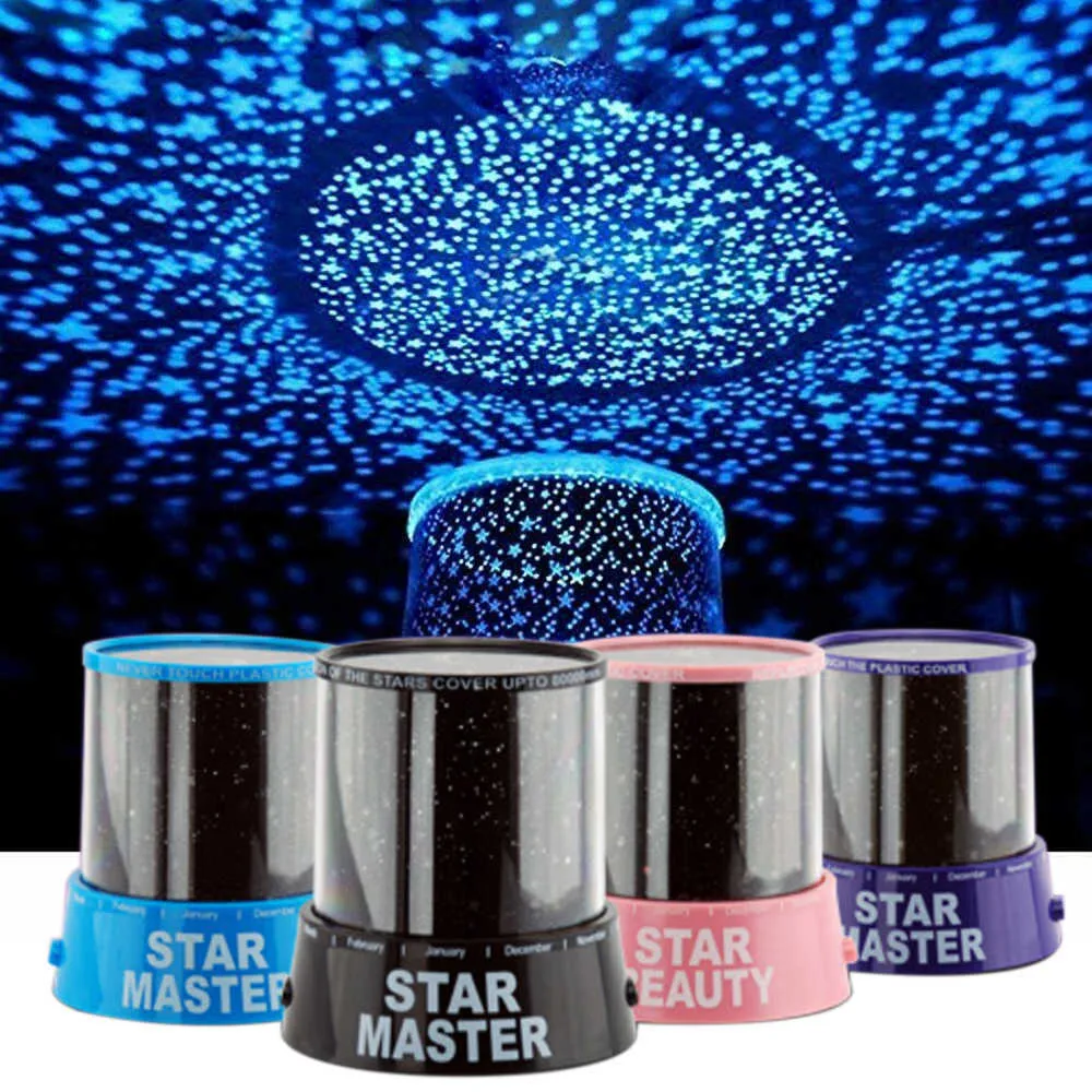 Star Moon Master Projector Lamp Lights Детская спальня LED Night Light Battery / USB Powered New Starry Lamp Kids Gift Table