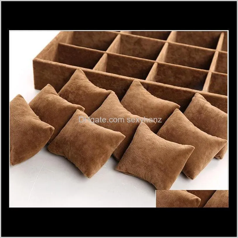 coffee velvet jewelry display trays wholesale 12 booths pillow bracelet bangle watch organizer stand holder tray