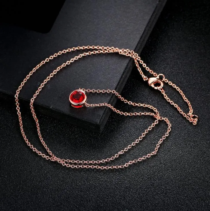 Necklaces & Pendants Jewelrytop Quality Simple Style Pendant Necklace Rose Gold Color Fashion Jewellery Crystal