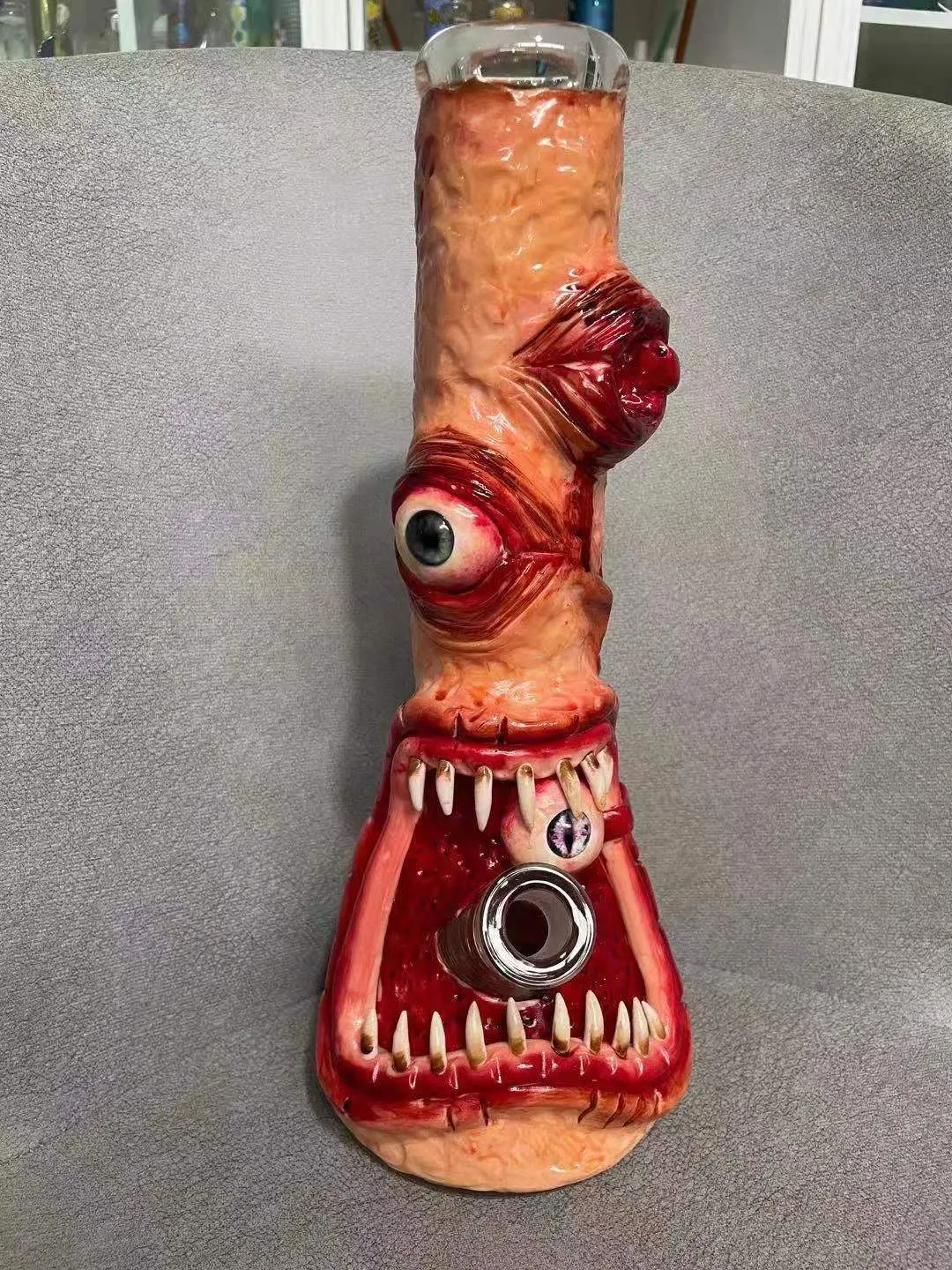 2022 NOUVEAU Narguilé 3D Eye Design Pipe Bong Verre Fait Main Caractère Bongs Tuyau D'eau Dab Rigs