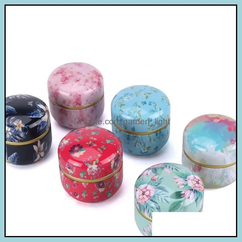 Gift Wrap Mini Metal Tin Tea Storage Boxes Caddy Round Shape Sealed Jar Coffee Container Wholesale