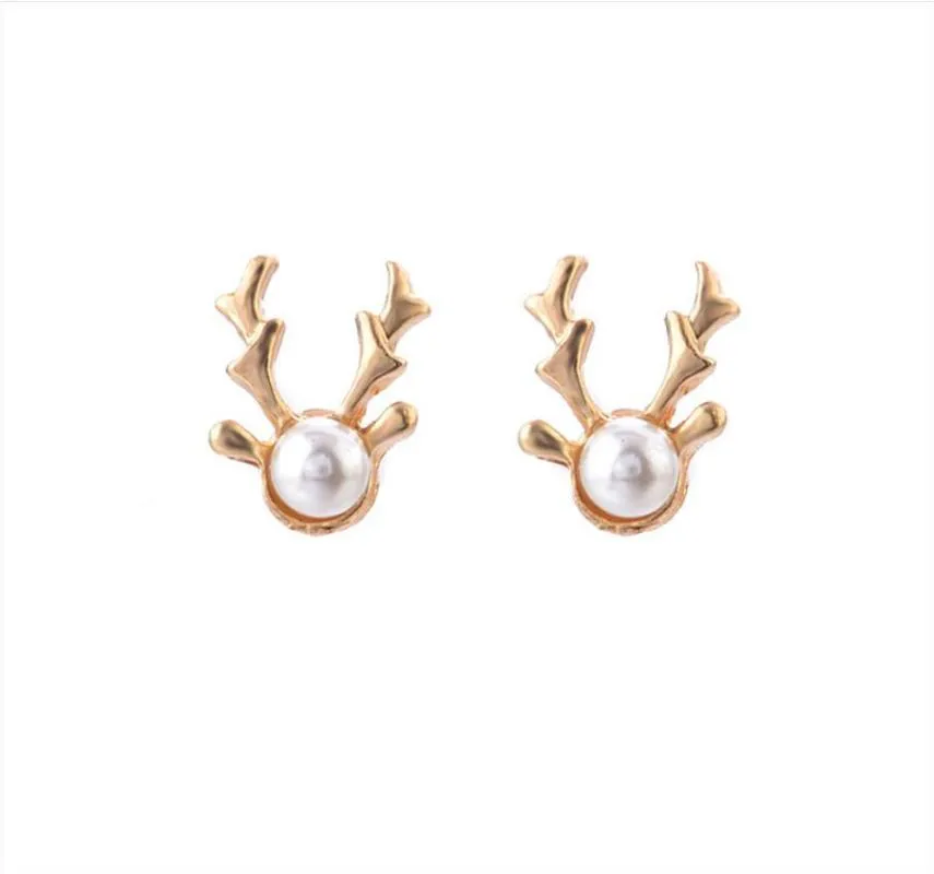 Stud 2021 Mignon petit cerf boucles d'oreilles d'arbre de Noël pour femmes filles couleur or asymétrique tempérament animal bijoux