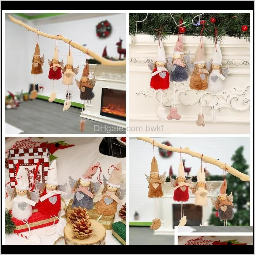 christmas decorative hanging figurine angel with glitter heart pendant ornaments holiday gift decorations