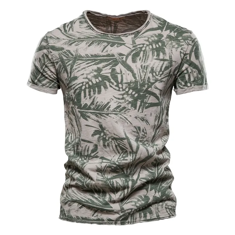 AIOPESON Hawaii Style 100% Camiseta de algodón Hombres O-cuello Camisa estampada Ropa casual Verano Camisetas de alta calidad 210629