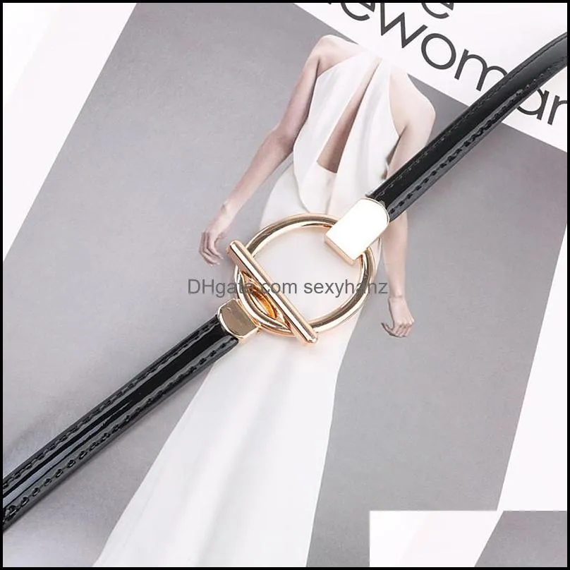 S1449 Women`s Dress Dress Sweater Decoration Belt Faux Patent Leather Belt Thin Casual Faux Leather Belts