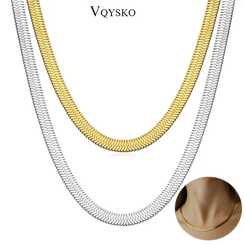 Bredd 4mm Rostfritt Stål Flat Halsband För Kvinnor Guld Filmy Snake Chain Choke Ladies Present Smycken Olika Längd Partihandelskedjor