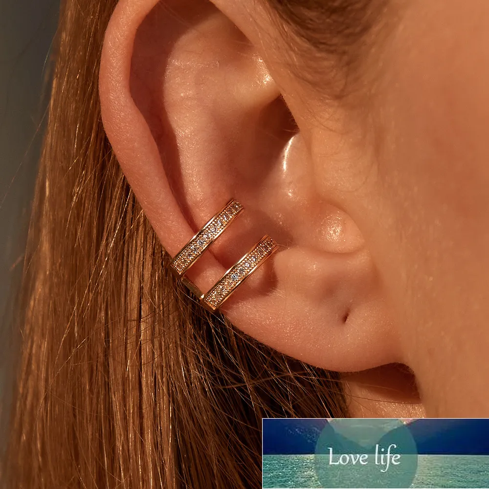 Kristall-Ohrringe, koreanische Doppelschicht-Clip-Ohrringe für Frauen, Zirkon-Ohrring ohne Loch, Schmuck, gefälschter Ohrring, einzelner Ohrclip, Fabrikpreis, Experten-Design, Qualität
