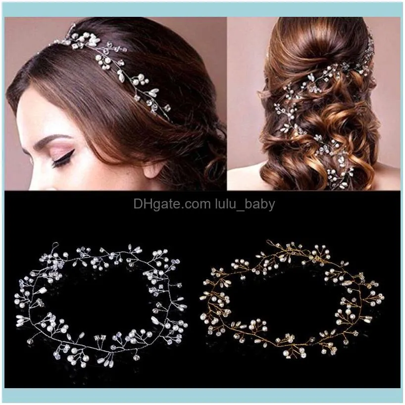 Luxury Wedding Bridal Rhinestone Faux Pearl Headband Tiara Hair Chain Headpiece Clips & Barrettes