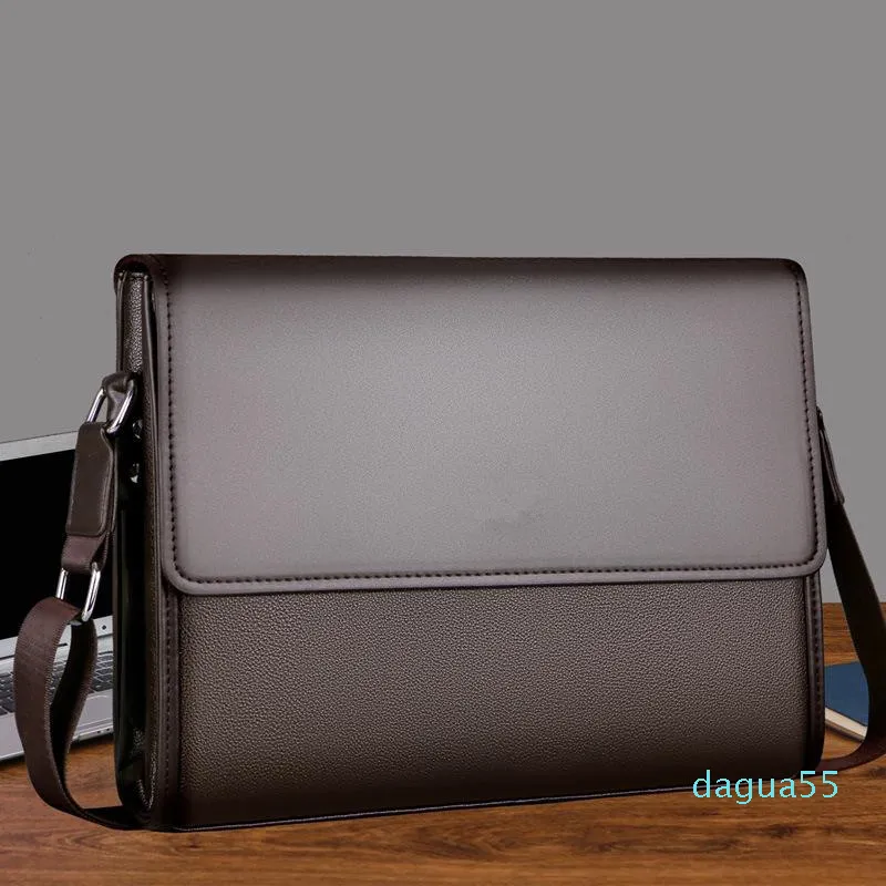 Mode Designer Luxury Simple Fashion Business Men Väskor Bag Läder Laptop Väska Casual Man Väska Axel Väskor