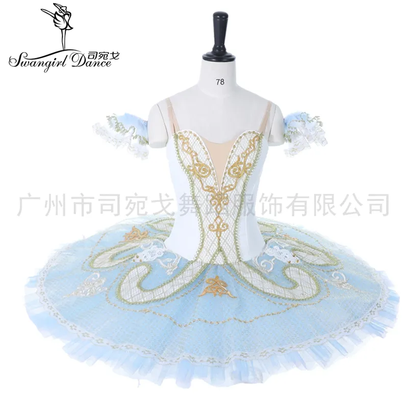 女性ホワイトブルーローマンダPaquita Platter Professional Stage Costume Tutus成人向け競合力のパフォーマンスBallerina Tutu Women BT9097B