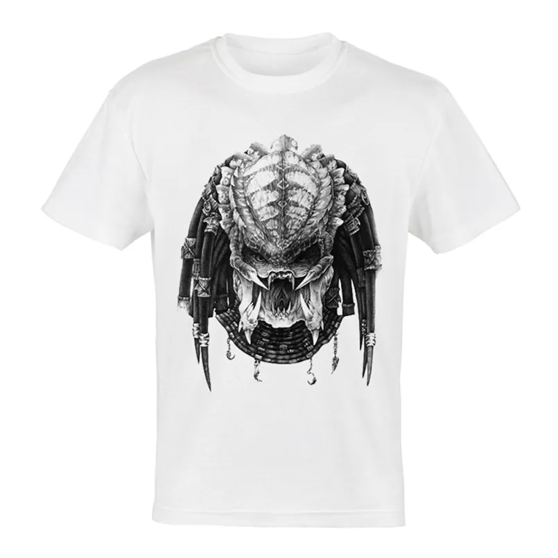 AVP 외계인 대 육식 동물 티셔츠 화이트 컬러 짧은 소매 다트 웍스 티셔츠 탑 티 패션 망 영화 옷 Dropship 210716