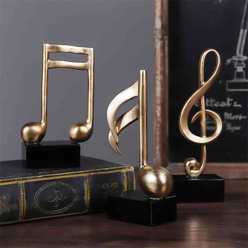 Home Decoration Music Note Crafts Wine Cabinet Decoration Art Resin Sculpture 210811