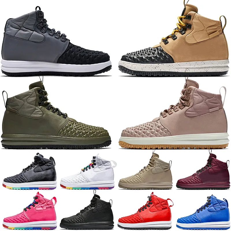 Nike Lunar Force 1 Duckboot 남성 여성 부츠 러닝화 부츠 트리플 화이트 블랙 트레이너 스포츠 스니커즈 사이즈 36-47 할인