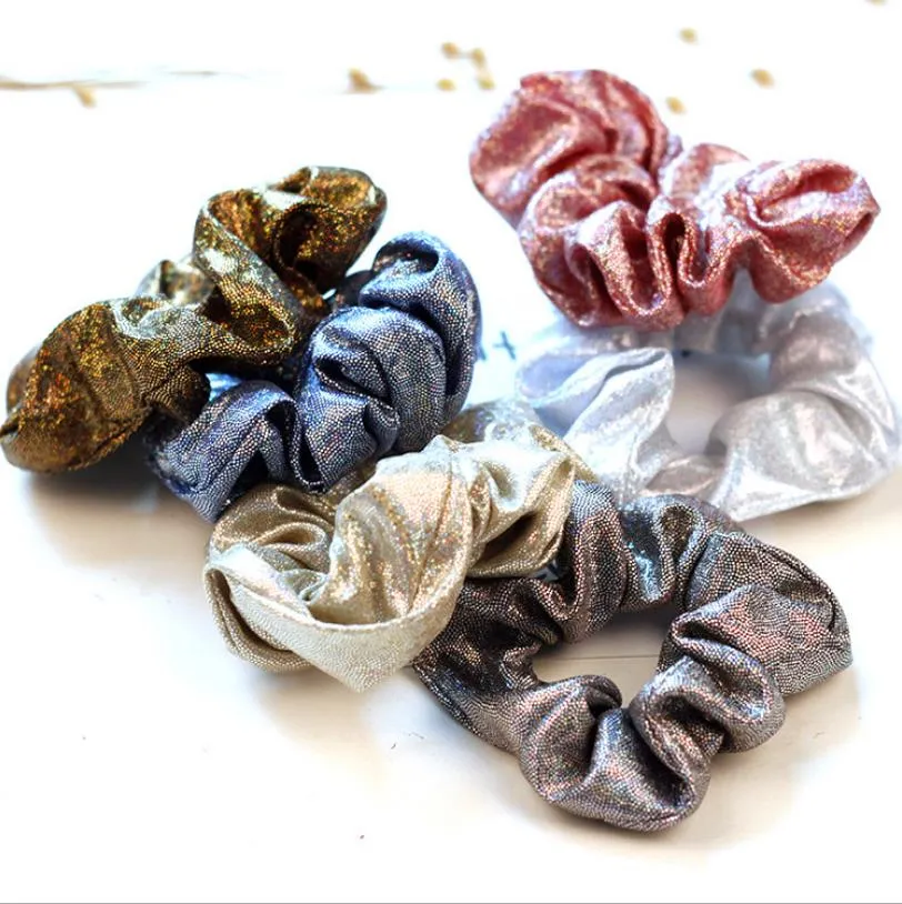 Fasce per capelli Scrunchies Fasce per capelli glitterate Fasce per capelli Scrunchie elastiche morbide Porta coda di cavallo per ragazze Accessori per capelli ragazza alla moda 6 disegni DW3455