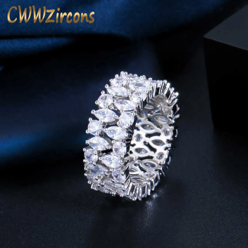 Magnifique cubique Zircon rond femmes fiançailles fête mariage promesse anneaux mode CZ bijoux anniversaire cadeau R176 210714