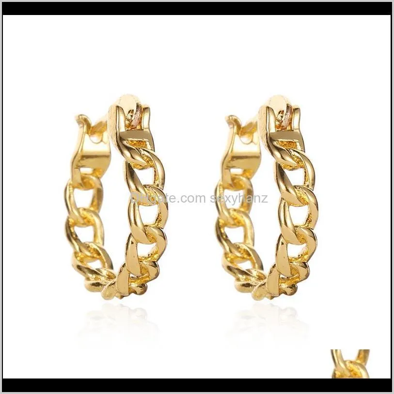 punk small circle hoop earrings for women gold silver chain statement earrings jewelry metal geometric fashion earring wholesale 146