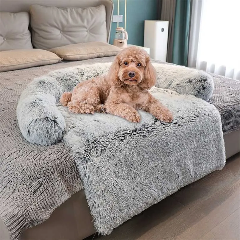 Grand lit pour chien chat chat long lit chaud en peluche pour un tapis de canapé chat luxe mignon chat lit chiot coussin animal lavable couverture canapé couverture 2101006