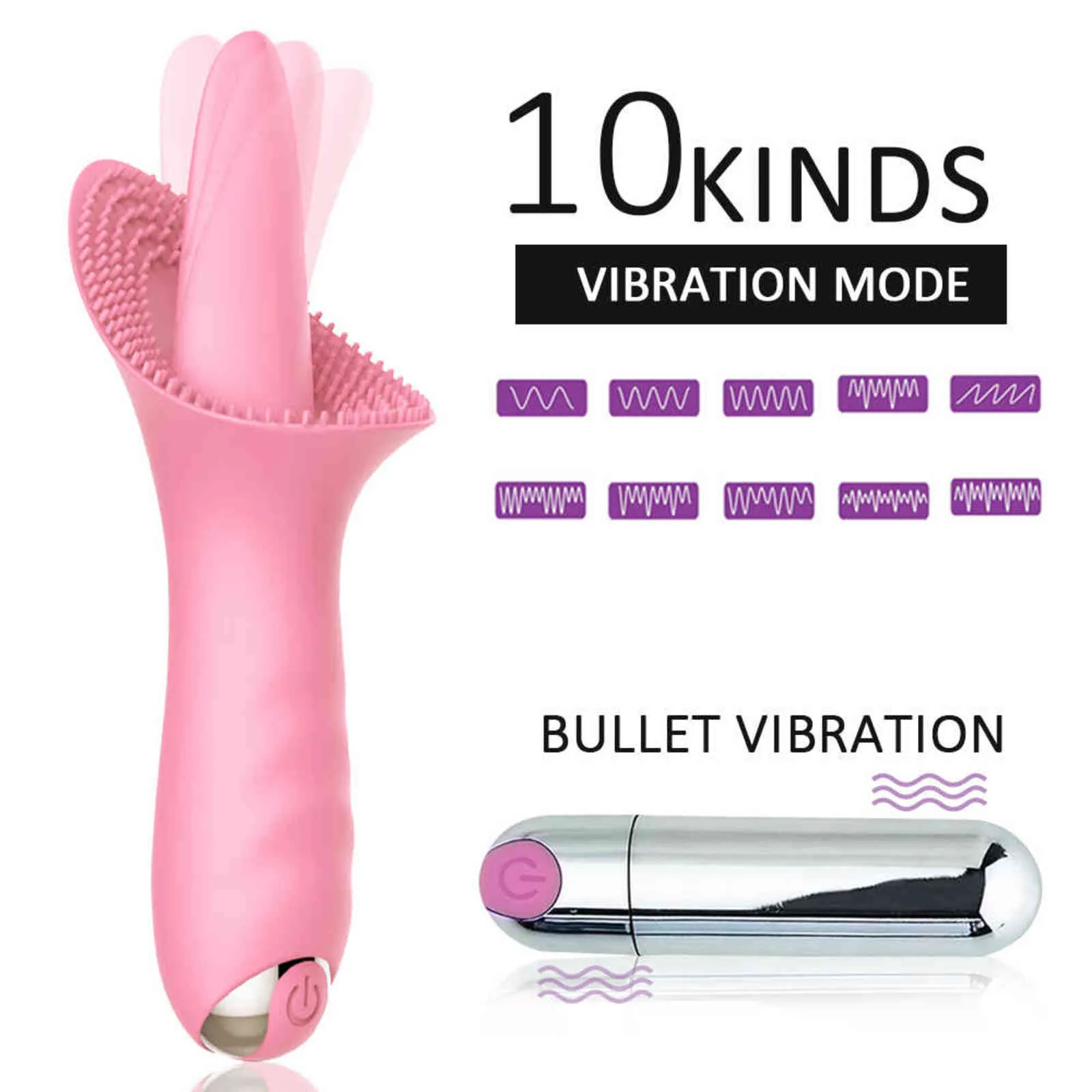 NXY Vibrators Tongue Licking G Spot Clitoral Vibrator Clit Tickler Sex Toy for Women 10 Pattern Vibrating Vagi_voghion.com