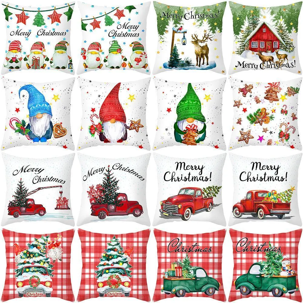 Christmas poduszka pokrywa wesołych świąt dekoracji domu kreskówka poszewka choinki łosia poduszki