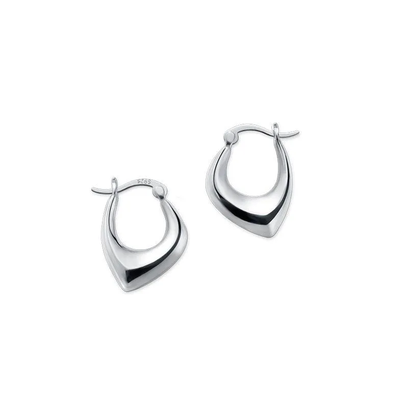 Hoop & Huggie Real. 925 Sterling Silver Fine Jewelry Irregular Geometric Sharp Corner Ear Earrings Piercing C-G7525
