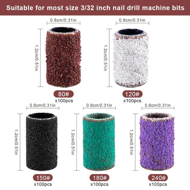 Electric Nail Drill Bit Set 80#, 120# & 180# Sanding Bands For Gel Polish  Removal And Accessories From Bingjilin, $28.73