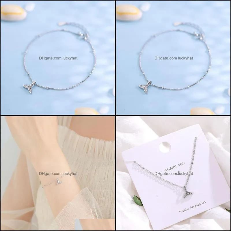 Link, Chain YIZIZAI Silver Color Female Fish Tail Bracelet Anklet Mermaid Bracelets For Women Summer Beach Accessories Jewelry