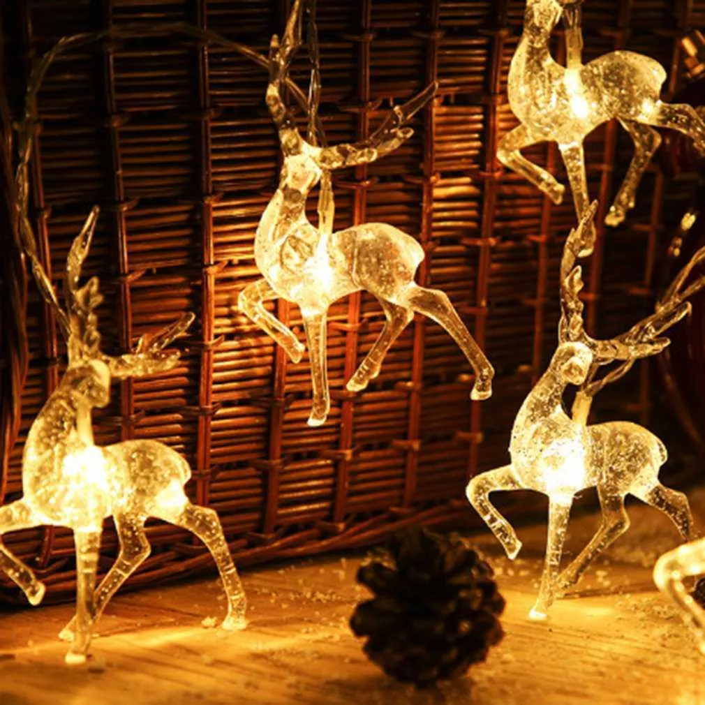 20pcs christmas Deer lights outdoor decoration 3m led curtain icicle string lights new year wedding party garland light LED ins Y0720