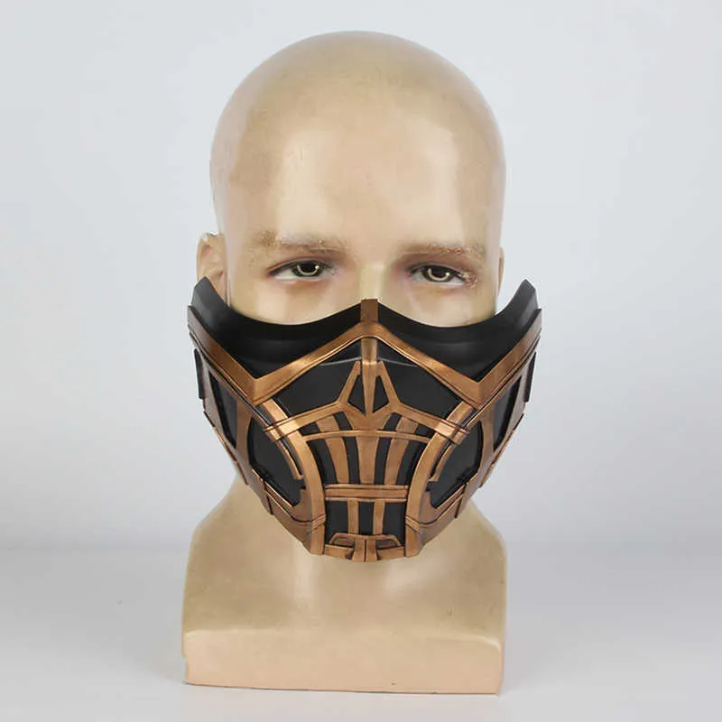Movie Mortal Kombat Scorpion Cosplay Costume Resin Mask Adult