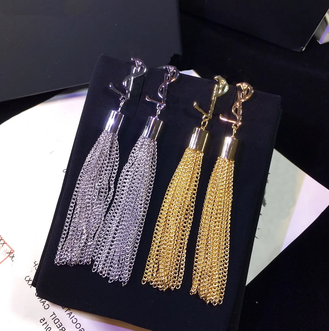 Högkvalitativa lyx Örhängen Hot Märke Studs 925 Silver 18K Guldpläterad Designer Smycken Officiell Reproduktioner Tassel Örhängen Årsdag Present Stud Aaaaa