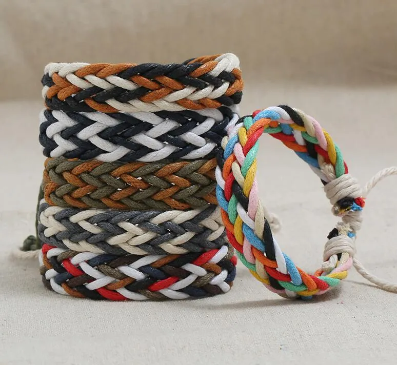 Hand weave colorful bracelet charm Adjustable bracelets bangle cuff wristband for women men fashion jewelry wholesale