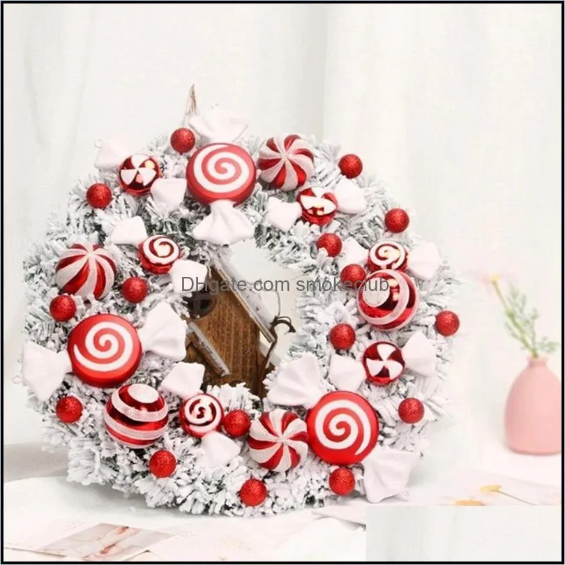 Decorative Flowers & Wreaths Simulation Christmas Wreath And Candy Decoration Front Door Window Flower Ring Day Party