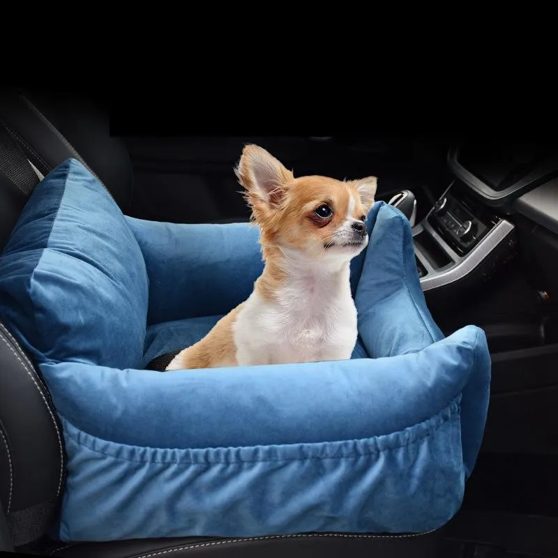 A assento do carro do cão cobre a cama portadora do curso do animal de estimação com coleira de segurança e bolso de armazenamento do clip-on para