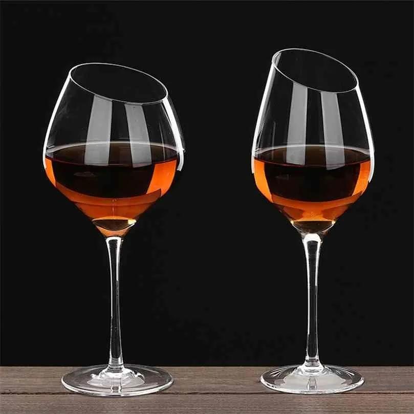 4 stilar 400-500ml Creative Dream Oblique Mouth Red Wine Glass Cup Goblet Bordeaux Burgundy Bar Familj gåva Dryckesware 210827