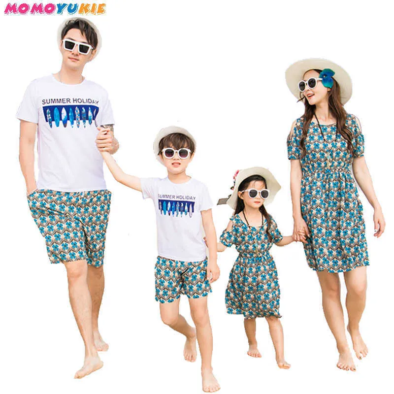 Sommarklänning strand sandremmar mor och dotter klänning lång avslappnad mamma dotter klänningar familj matchande kläder familj ser 210713