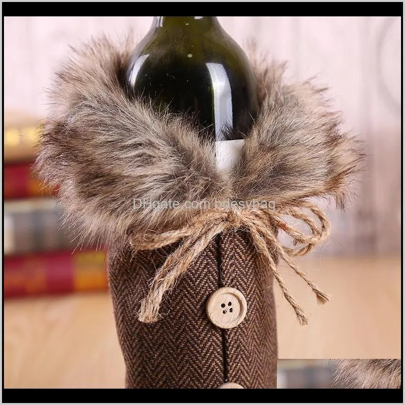 christmas wine set fashion plaid bow knot bottle clothes wine bottle cover festive party christmas decorations fashion plaid bow