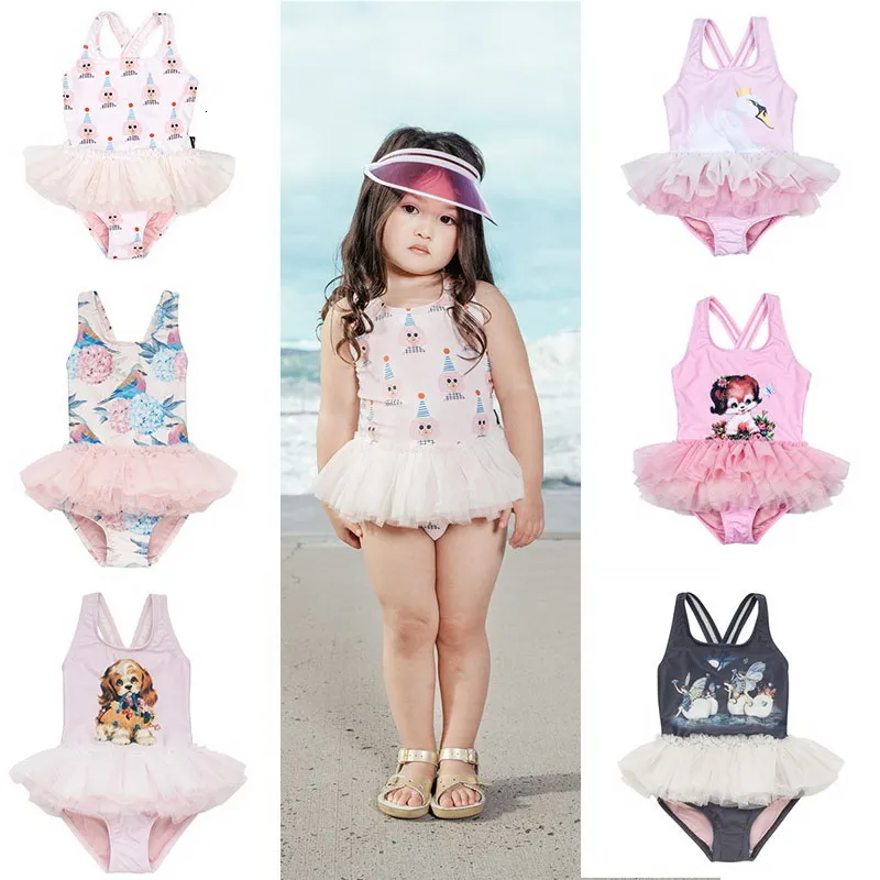 Australia Baby Girls Swimwear Kids Cute Tutu Swimsuits Animal Print Hawaii Swimming Wear Children Beach Clothing Wn002