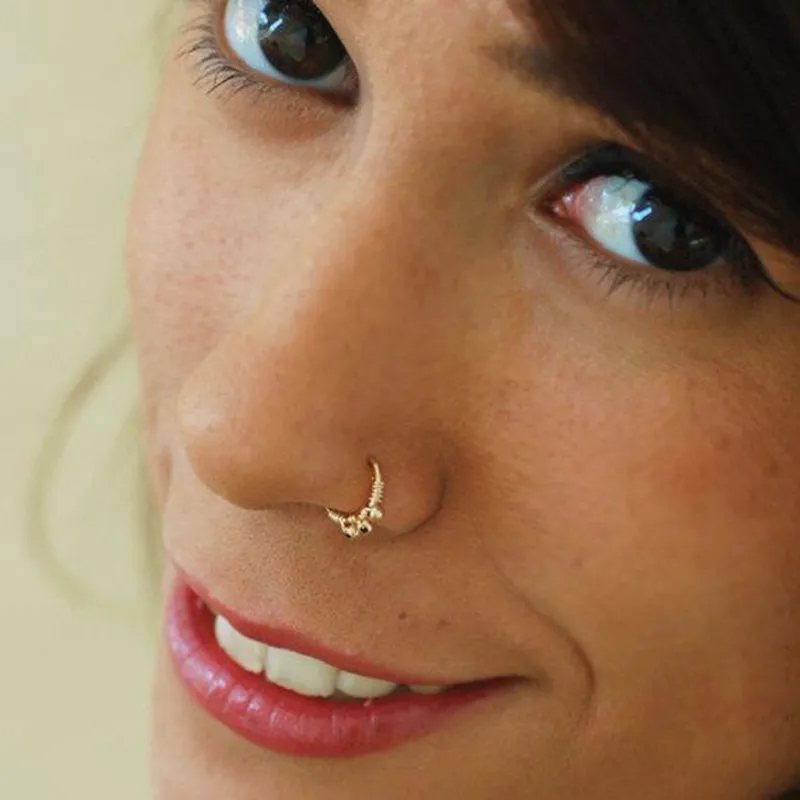 Handmade Vintage Gold Charm Hoop Fake Grillz Nose Cuff Jewelry Real Piercing Jewelry For Punk Style From Cartersliver 13.09 DHgate.Com