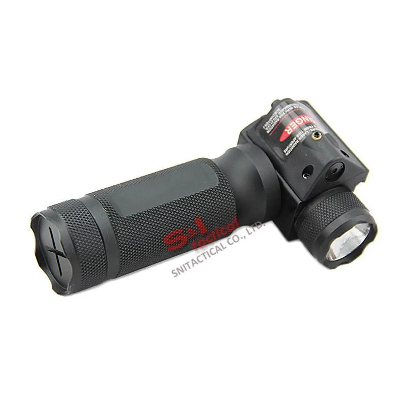 Tactical Quick Detachable Vertical Fore Grip Rifle LED Flashlight Hunting Gun Light with Integrated Red Laser