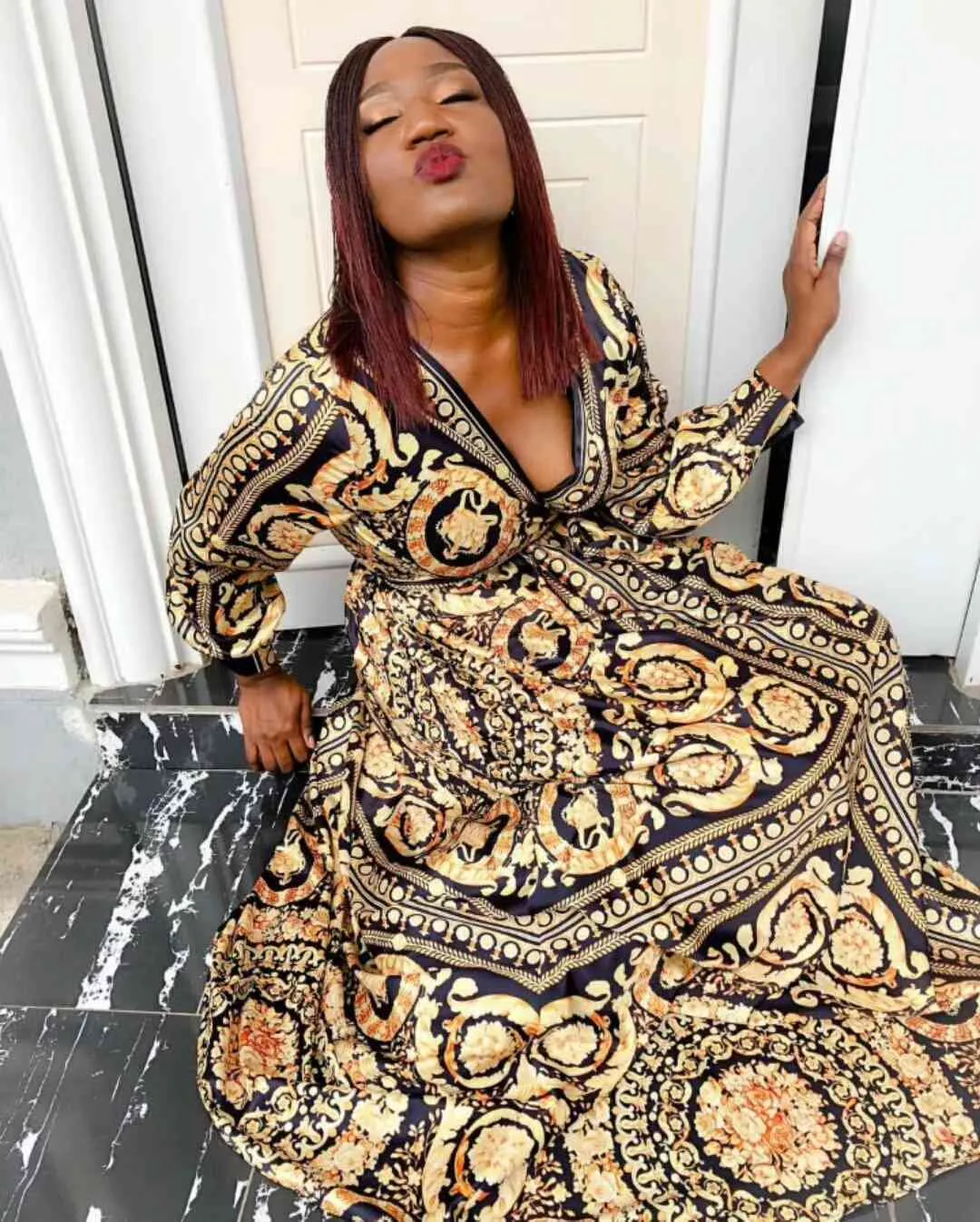 chinese dress ladies XIAOHUAGUA African Print Dresses for Women Elegant High Waist A-line Ankara  Dresses with Lace African Clothing at Amazon Women's Clothing store