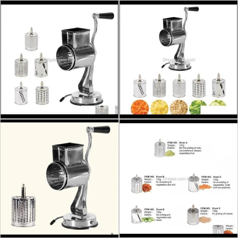stainless steel universal mill grater with suction cups and 5 stainless steel drums vegetable cutter slicer and shredder 201130