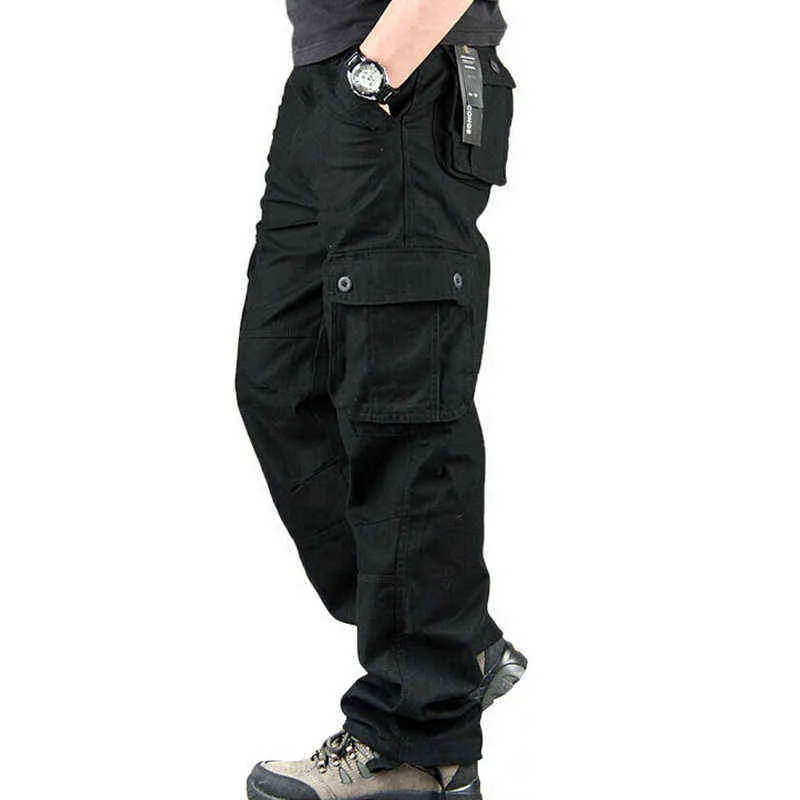 Pants Men Cargo Trousers Mens Casual Multi Pocket Military Overall Outdoors Loose Long Trousers Joggers Army Tactical Pants H1223