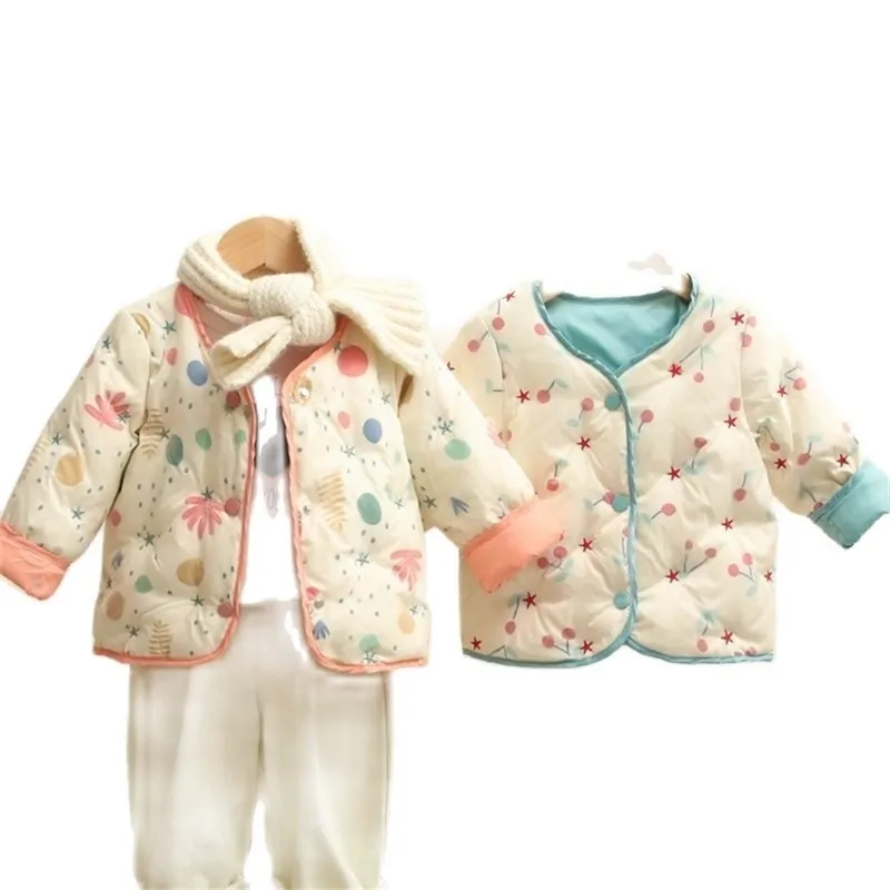 Girls' down liner autumn and winter style Children's embroidered jacket baby P4554 210622