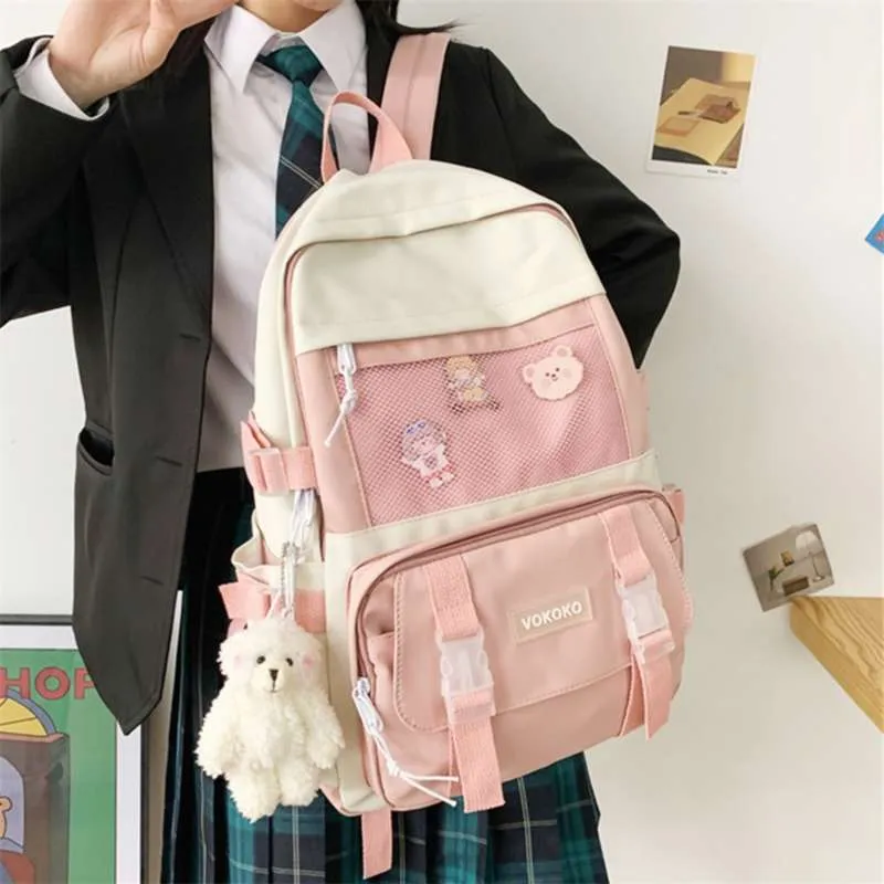 Joypessie Moda Kobiet Kobiet Plecak Nylon Kawai Rucksack Cute Student School Bag Teenage Girls Casual Bookbag Mochilas 210929