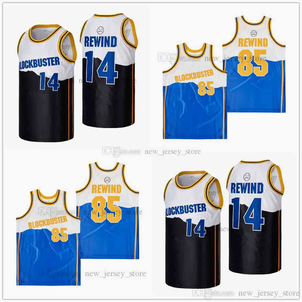 Film BLOCKBUSTER 14 #85 # REWIND AWAY maillot de basket-ball personnalisé bricolage conception cousu maillots de basket-ball universitaire