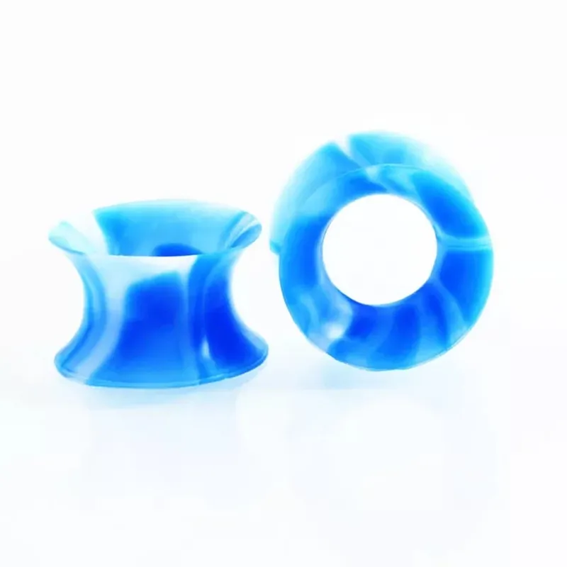 11Pair Silicone Flexible Thin Double Flared Flesh Tunnel Ear Plugs Ear Gauge Expander Stretcher Earlets Earrings Ear Piercing