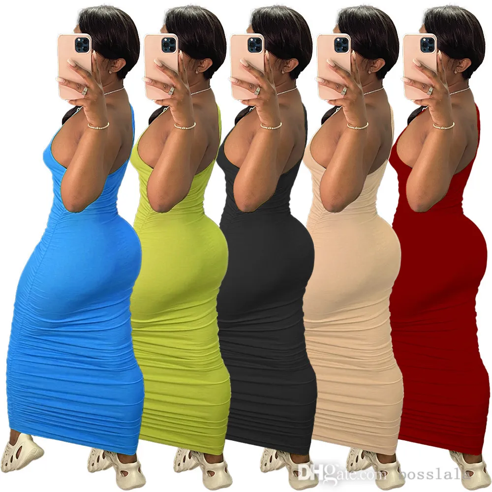 Designer One Sided Pleated Maxi Dress For Women Slim Fit With Wide Small One Shoulder Backpack Solid Color Long Skirt Sizes S XL From Bosslala 9.9 In Bulk DHgate.Com