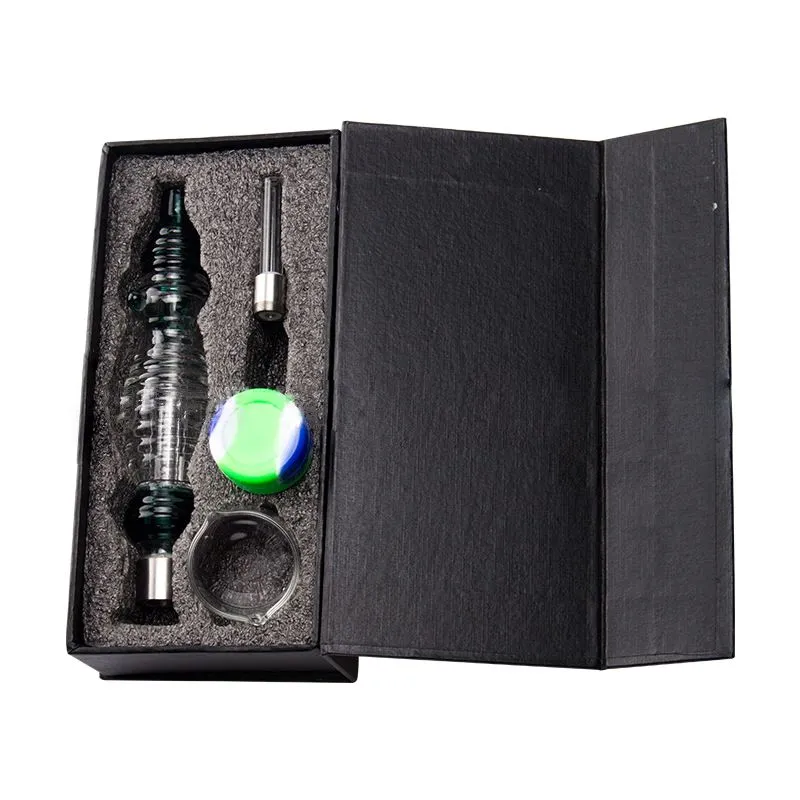 Tubos de mano para fumar Colector de nector de borosilicato Mini Bong de vidrio con titanio Cuarzo Cerámica Quemador de aceite de uñas Plataformas Dab Tubería de agua pequeña Kits NC NC31