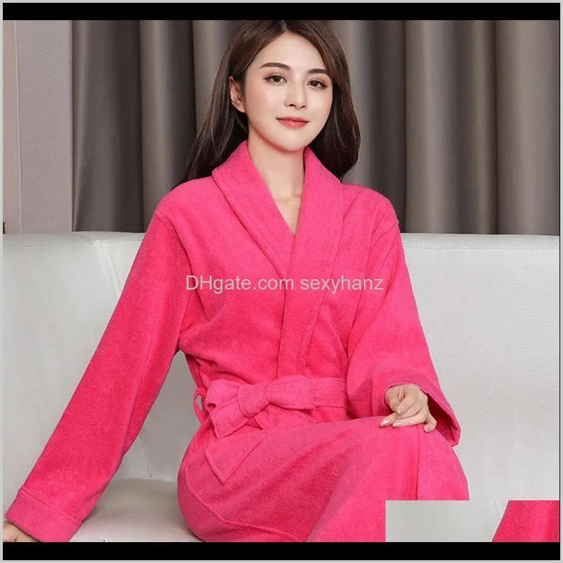 100% cotton toweling terry extra long extra thick robe lovers bath robe men and women nightrobe sleepwear casual home bathrobe