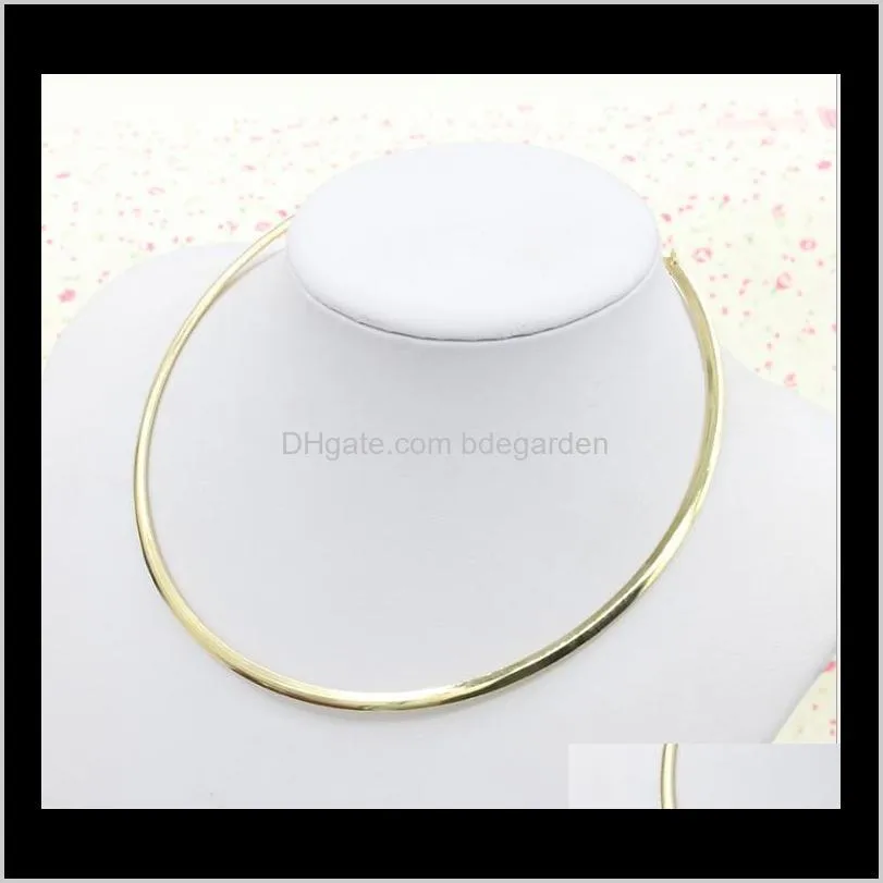 simple round circle torques for women ladies metal gold silver wire necklace collar choker fashion jewelry gift ps1188